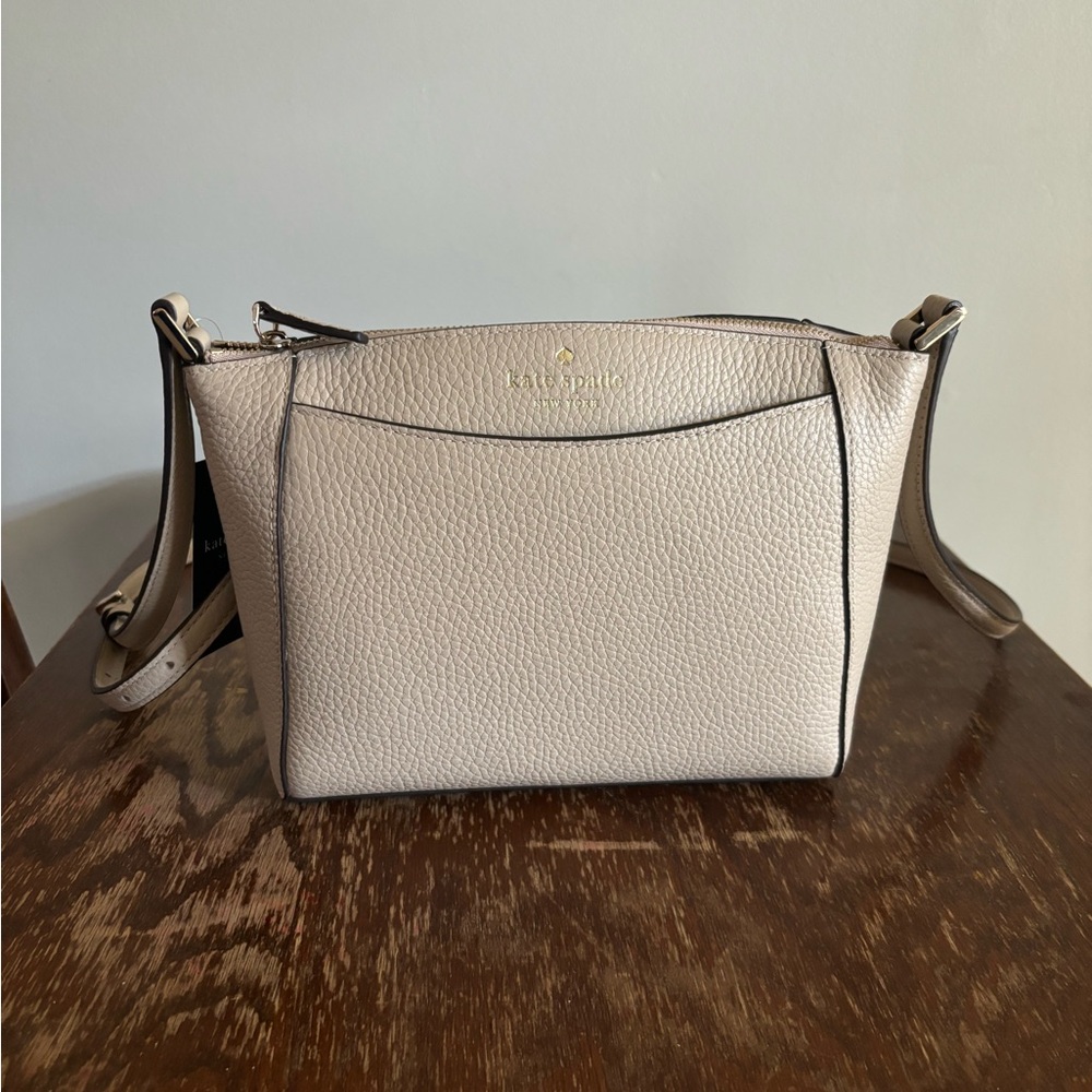 Kate Spade Monica Small Crossbody & Lucy Spade Flower Wristlet Set – Ivory